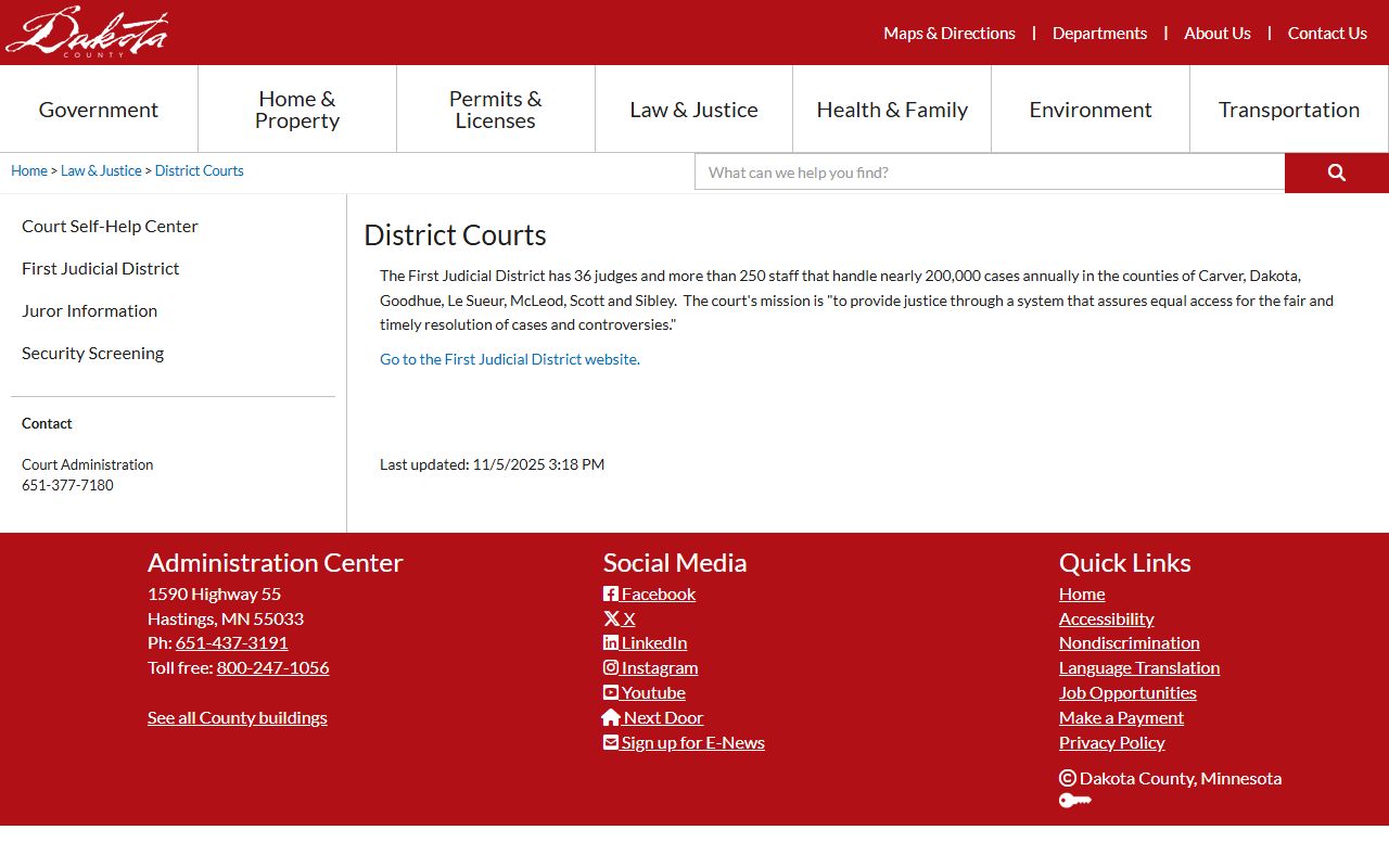 Dakota County District Court locations for Burnsville court records
