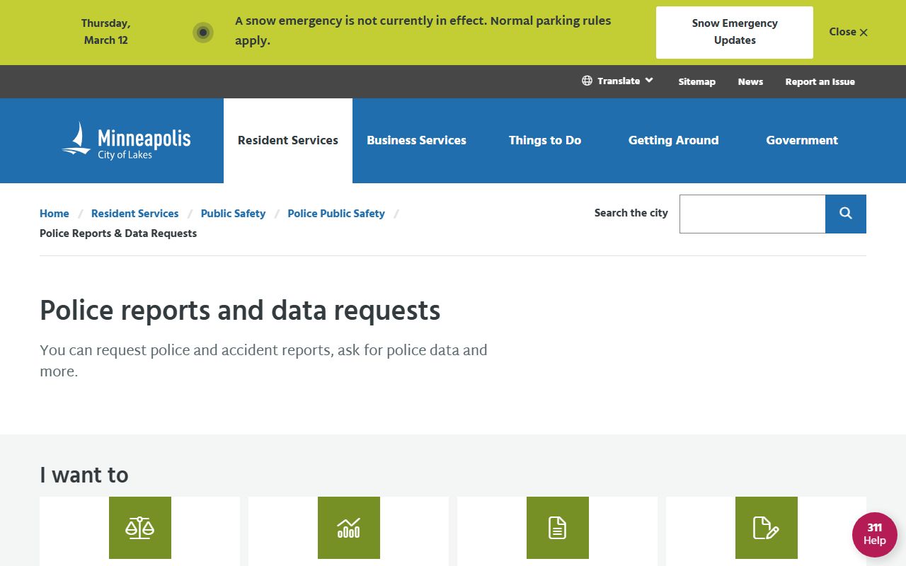 Minneapolis court records police records and data requests page