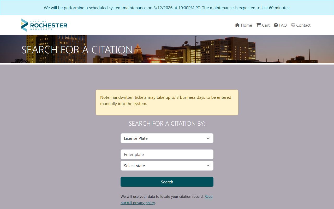 Rochester court records parking violations and citations portal