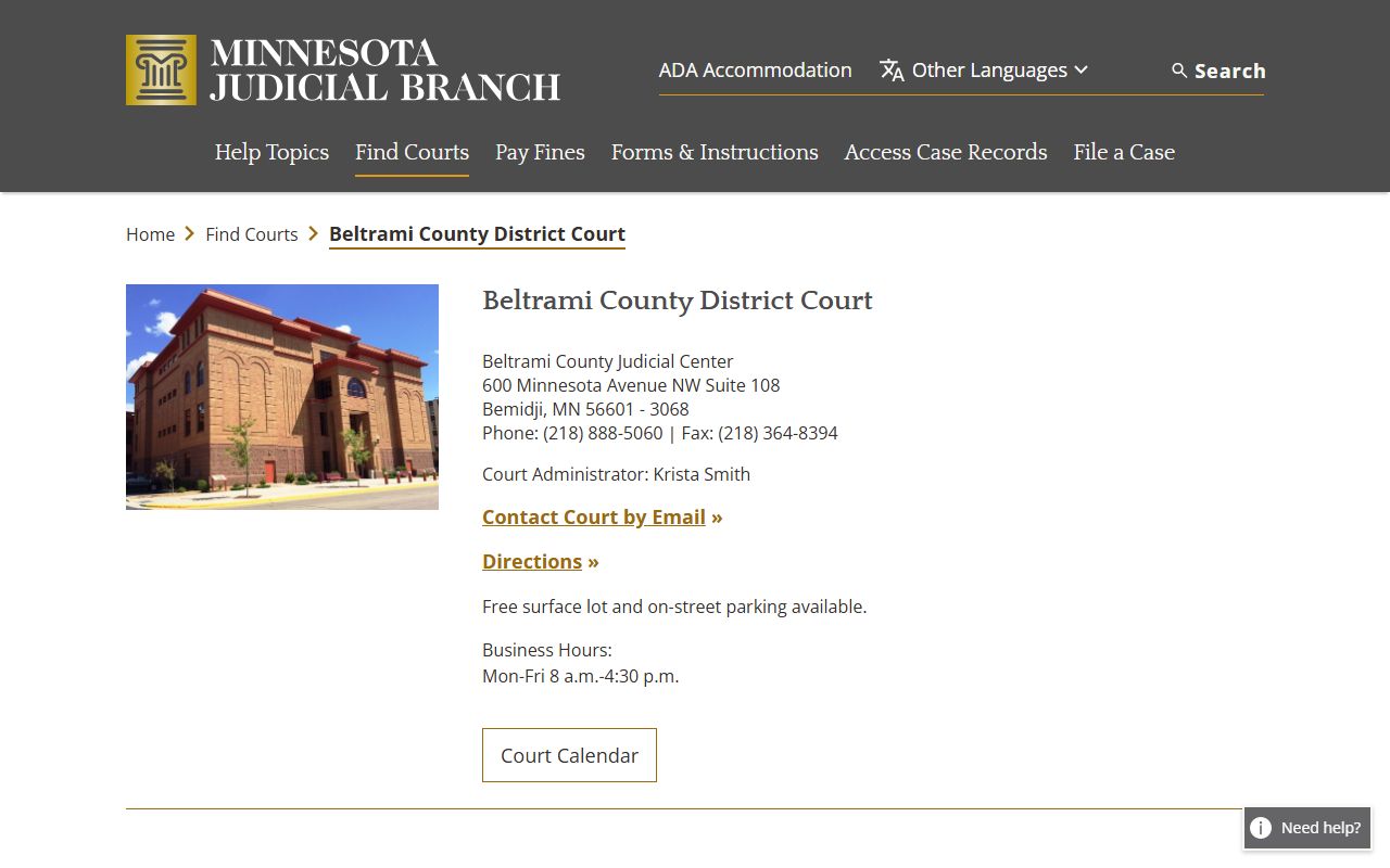 Beltrami County District Court - court records search