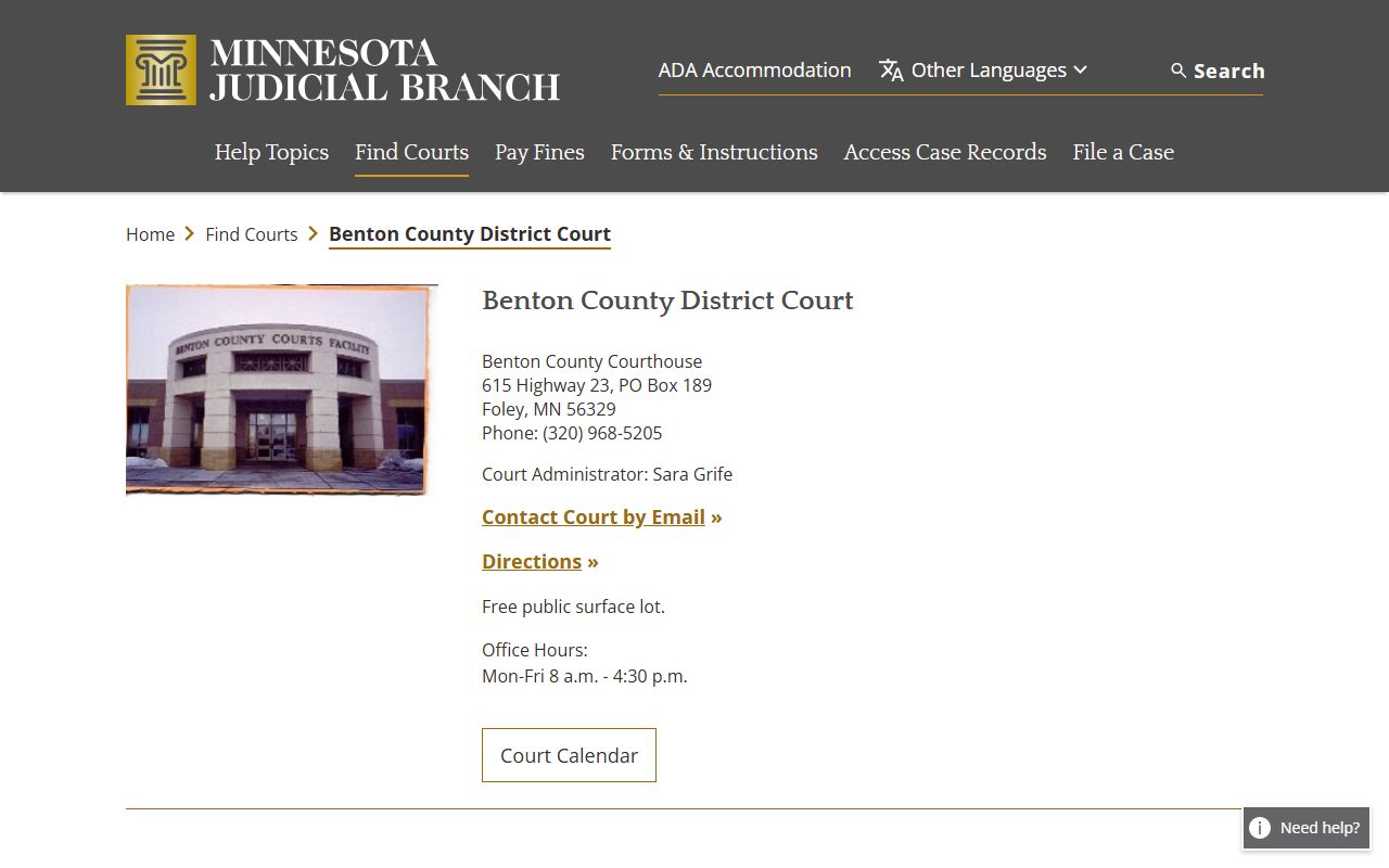 Benton County District Court - court records search