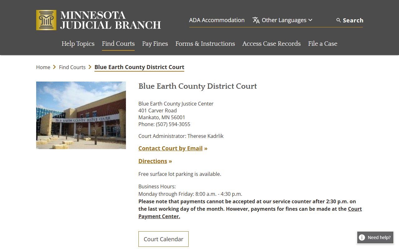 Blue Earth County District Court - court records Mankato