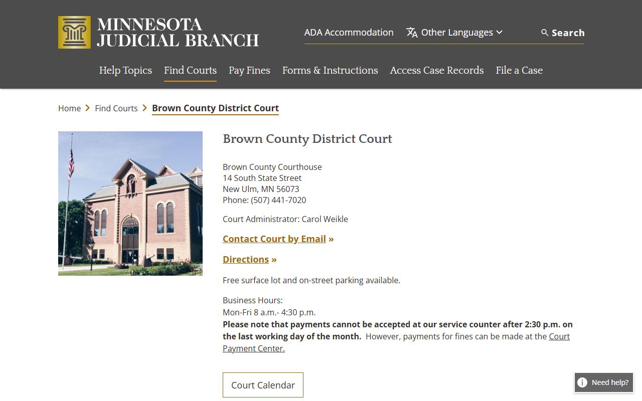 Brown County District Court - court records New Ulm
