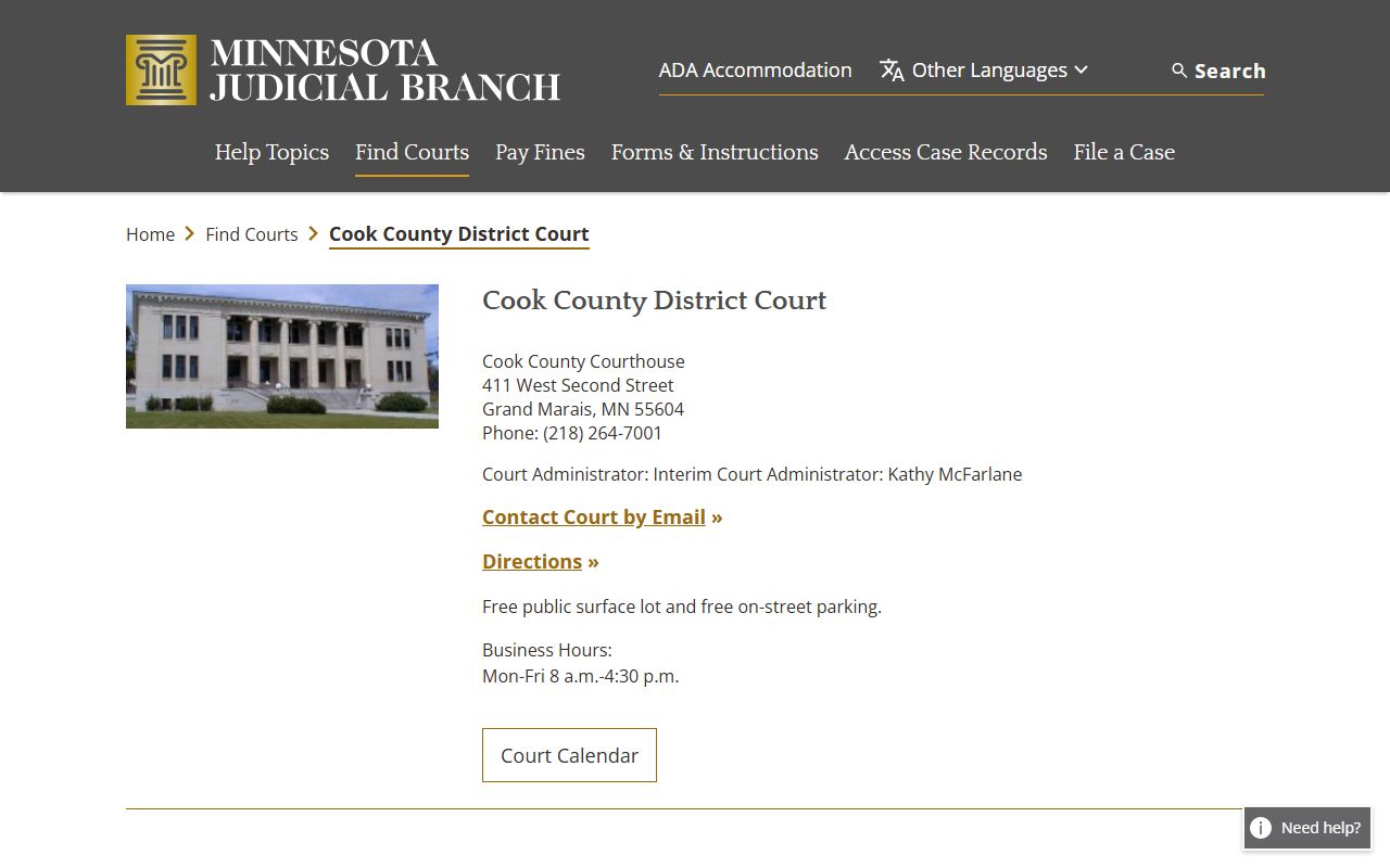 Cook County District Court page for court records access