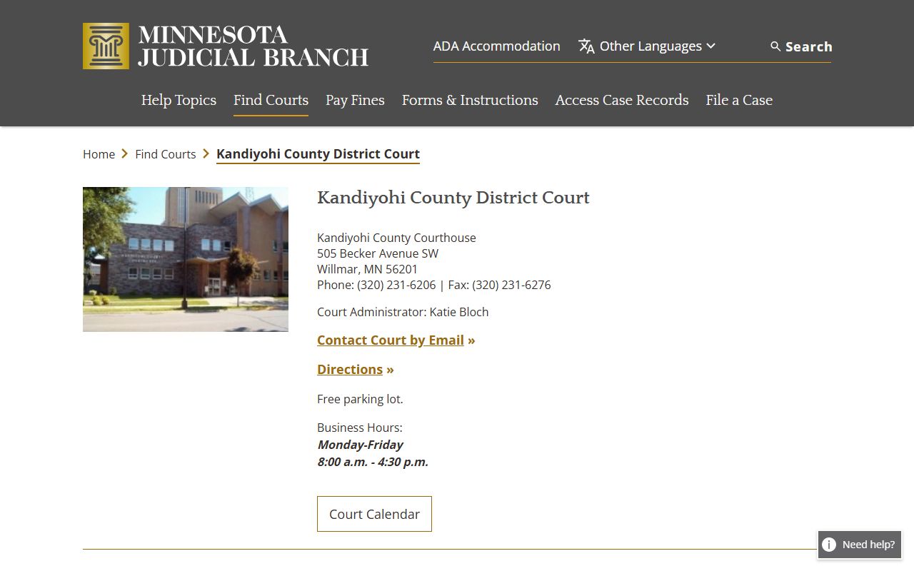 Kandiyohi County District Court - Kandiyohi County Court Records
