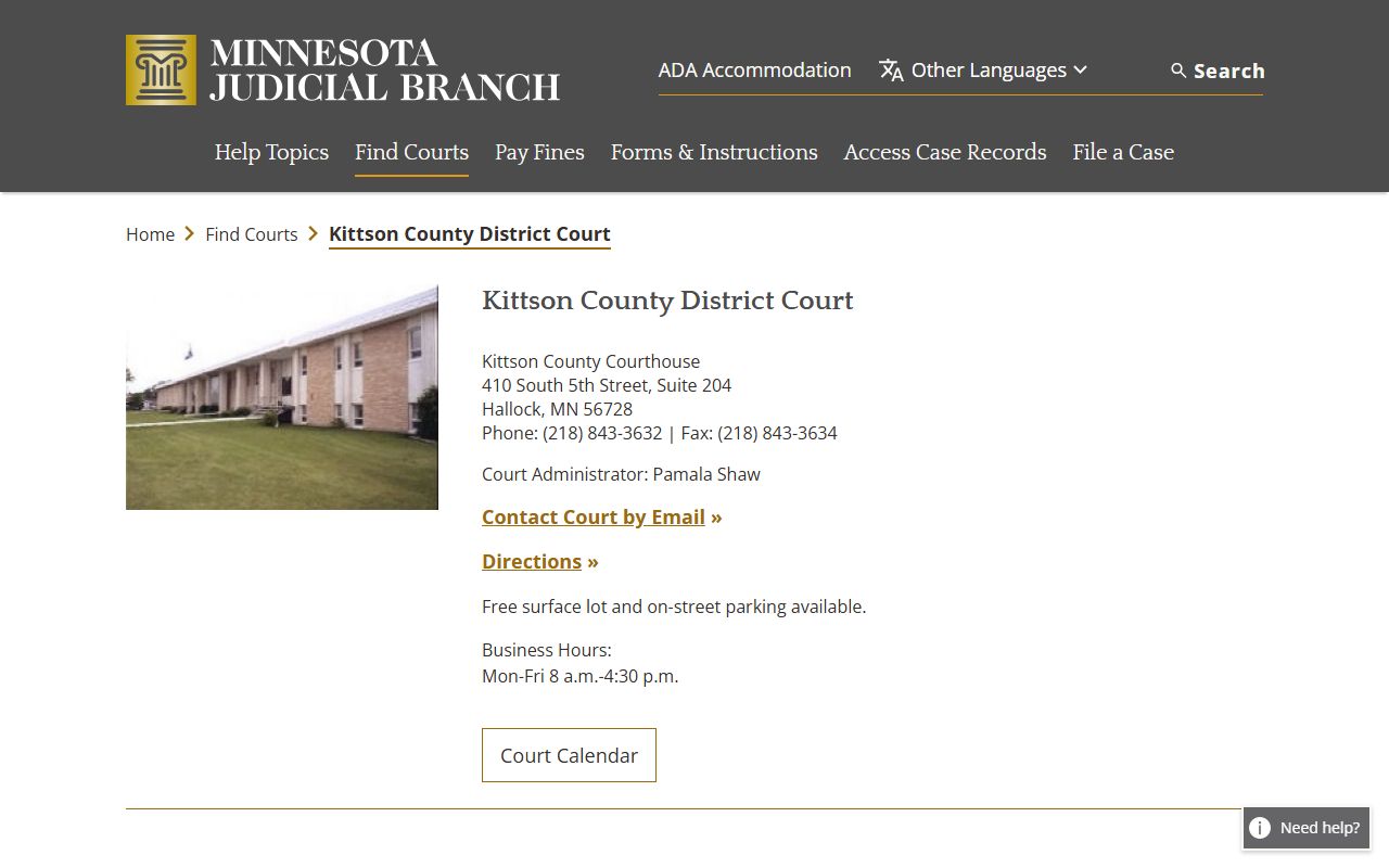 Kittson County District Court - Kittson County Court Records