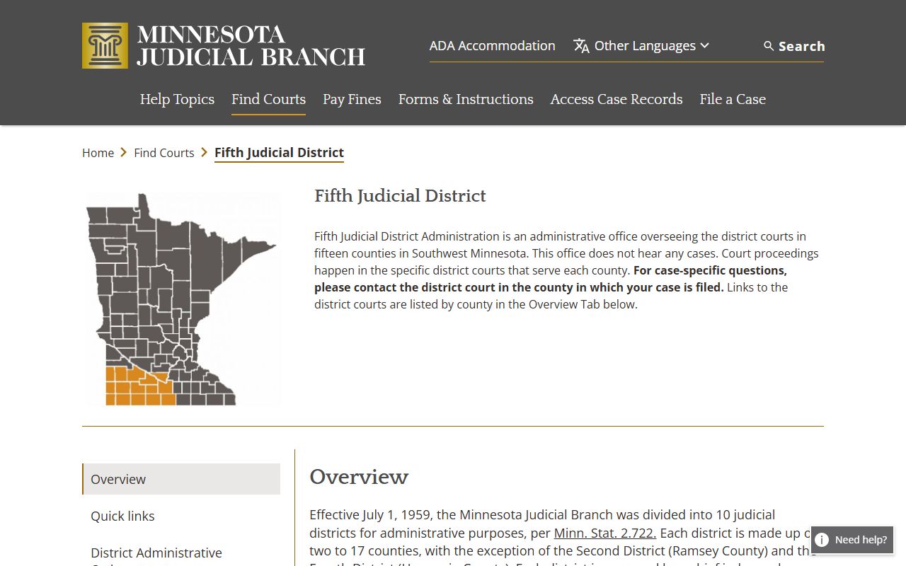 Fifth Judicial District Minnesota court records