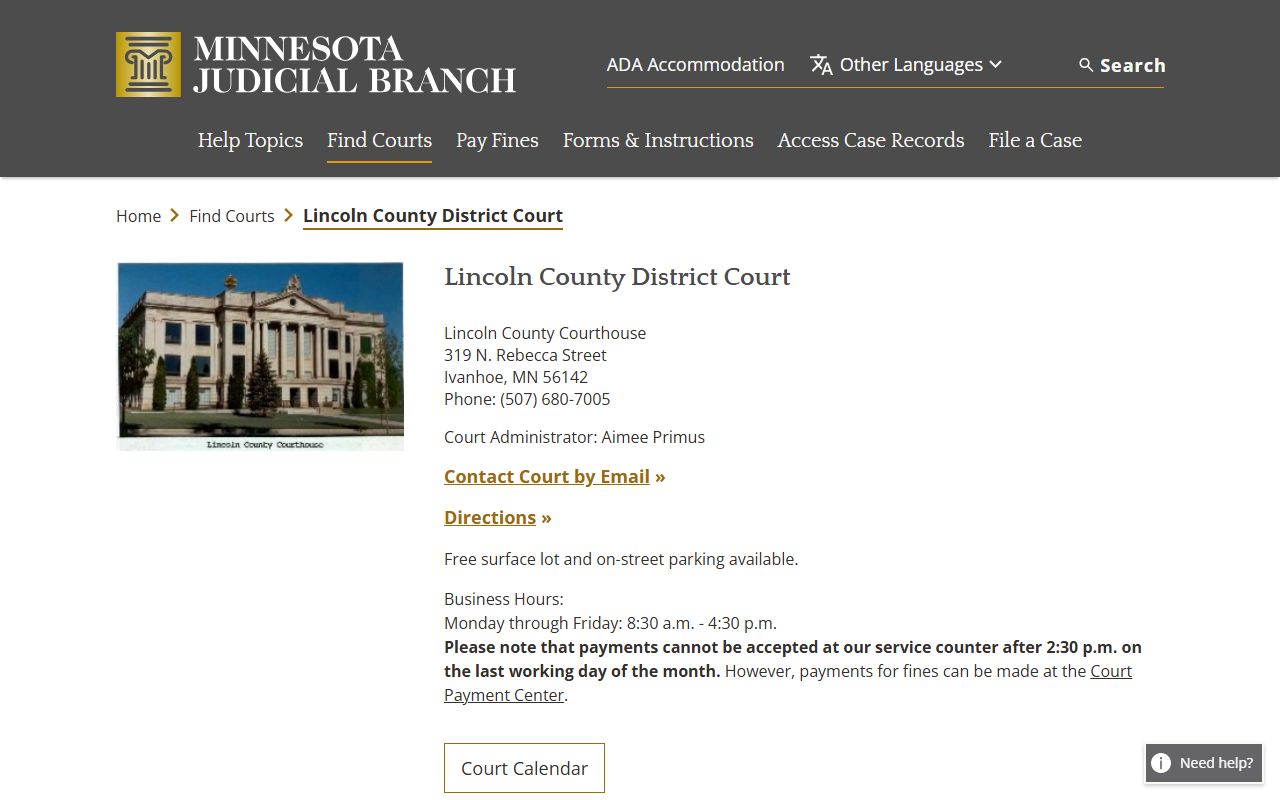 Lincoln County District Court - Minnesota court records
