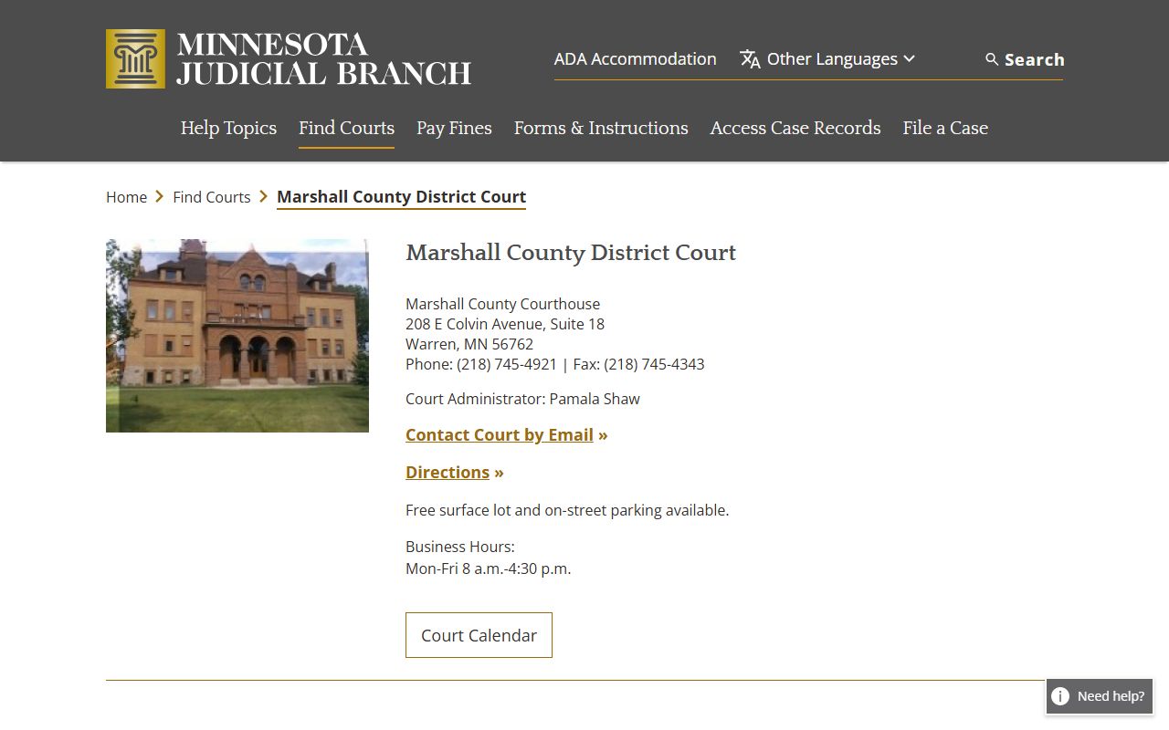 Marshall County District Court Minnesota court records