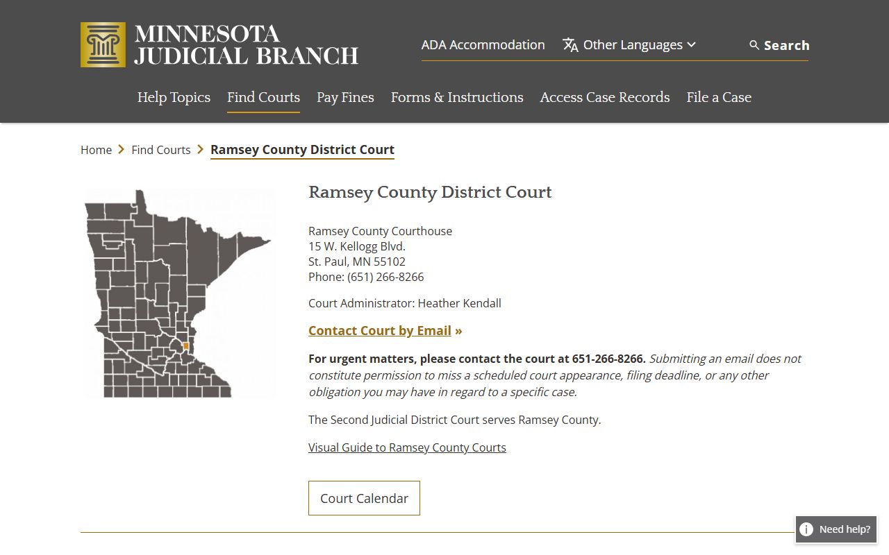 Ramsey County District Court Minnesota court records page