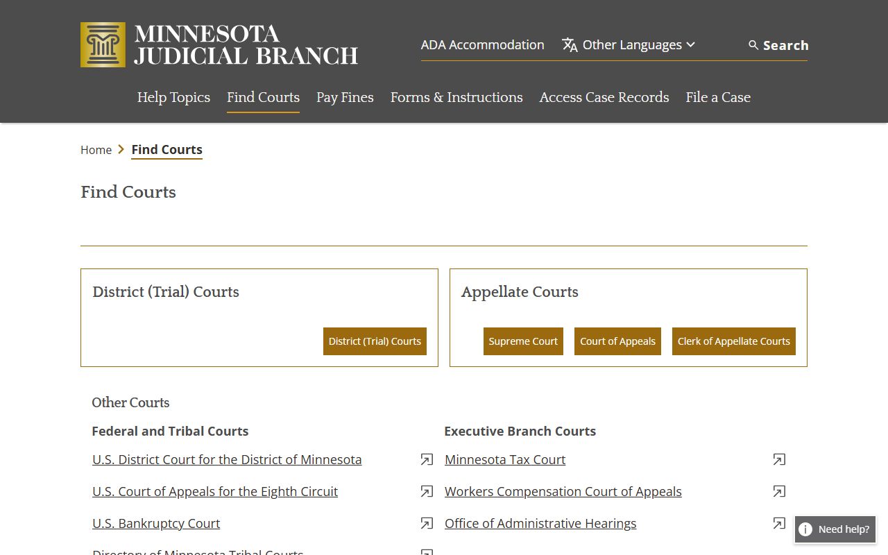 Minnesota Find Courts Directory All Counties